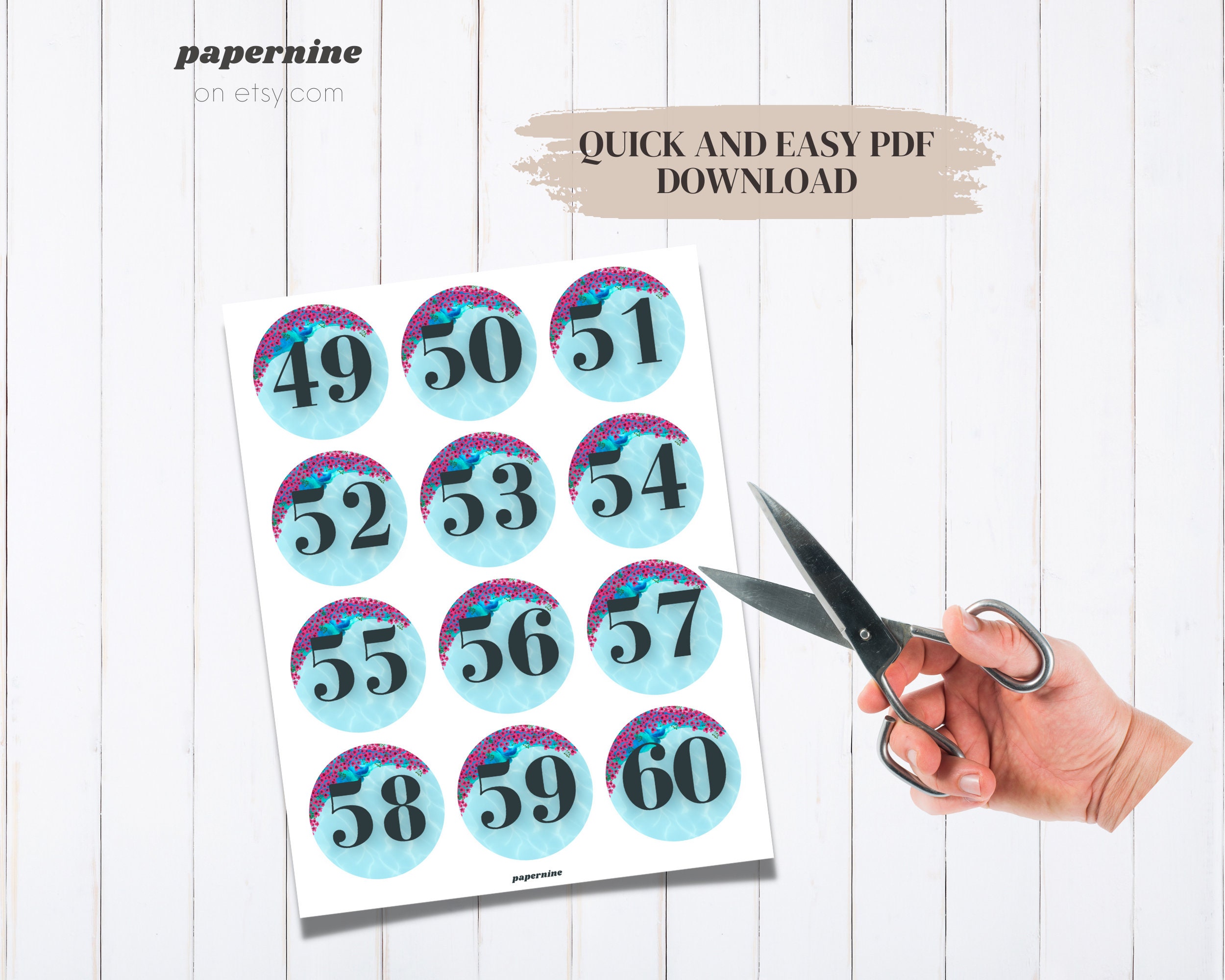 MAMMA MIA Inspired Printable Number Tags 1-100 Digital Raffle Tags Fundraiser Prizes Table Seat ...