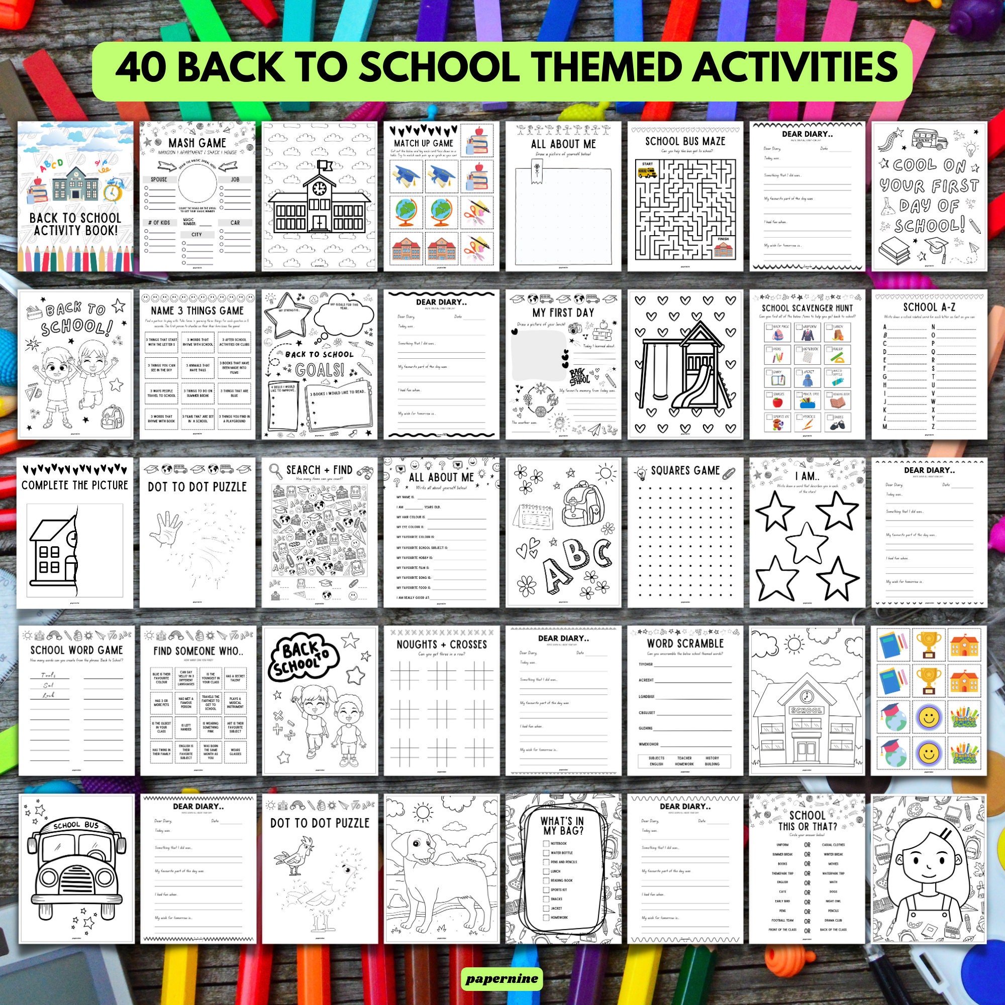 Ultimate Back to School Themed Printable Activity Bundle Pack - Etsy