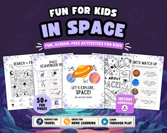 Libro di attività stampabile sullo spazio per bambini: giochi, puzzle e pagine da colorare sul sistema solare (download immediato)