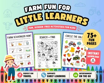 Activiteitenboek boerderij voor kleuters: spelletjes, puzzels, kleurplaten (direct downloaden)