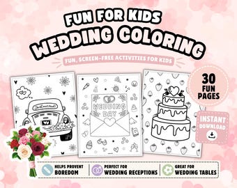 Wedding Coloring Pages for Kids: Printable Wedding Activity Sheets (Instant Download)