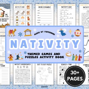 Nativity Activity Book for Kids: Christmas Puzzles & Coloring (Instant Download)
