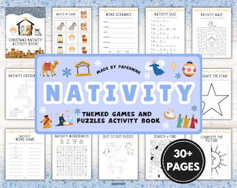 Nativity Activity Book for Kids: Christmas Puzzles & Coloring (Instant Download)