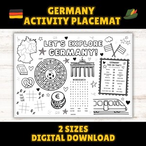 Germany Activity Placemat for Kids: Printable Travel Coloring Page & Fun Table Activity (Instant Download)