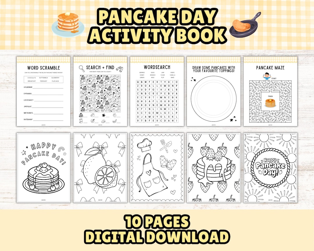 Pancake Day Printable Activity Book for Kids: Shrove Tuesday Games ...