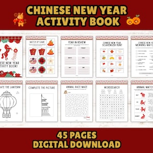 Chinese New Year 2026 Printable Activity Book for Kids: Zodiac Games, Puzzles & Coloring Pages (Instant Download)
