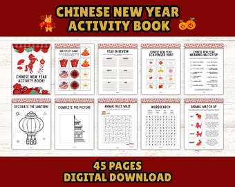 Chinese New Year 2026 Printable Activity Book for Kids: Zodiac Games, Puzzles & Coloring Pages (Instant Download)