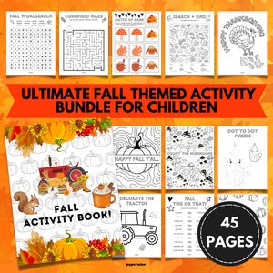 Fall Activity Book for Kids: Games, Puzzles, Coloring (Instant Download)
