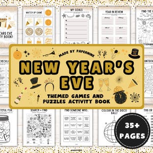 New Year&#39;s Eve Activity Book for Kids: Games, Puzzles (Instant Download)