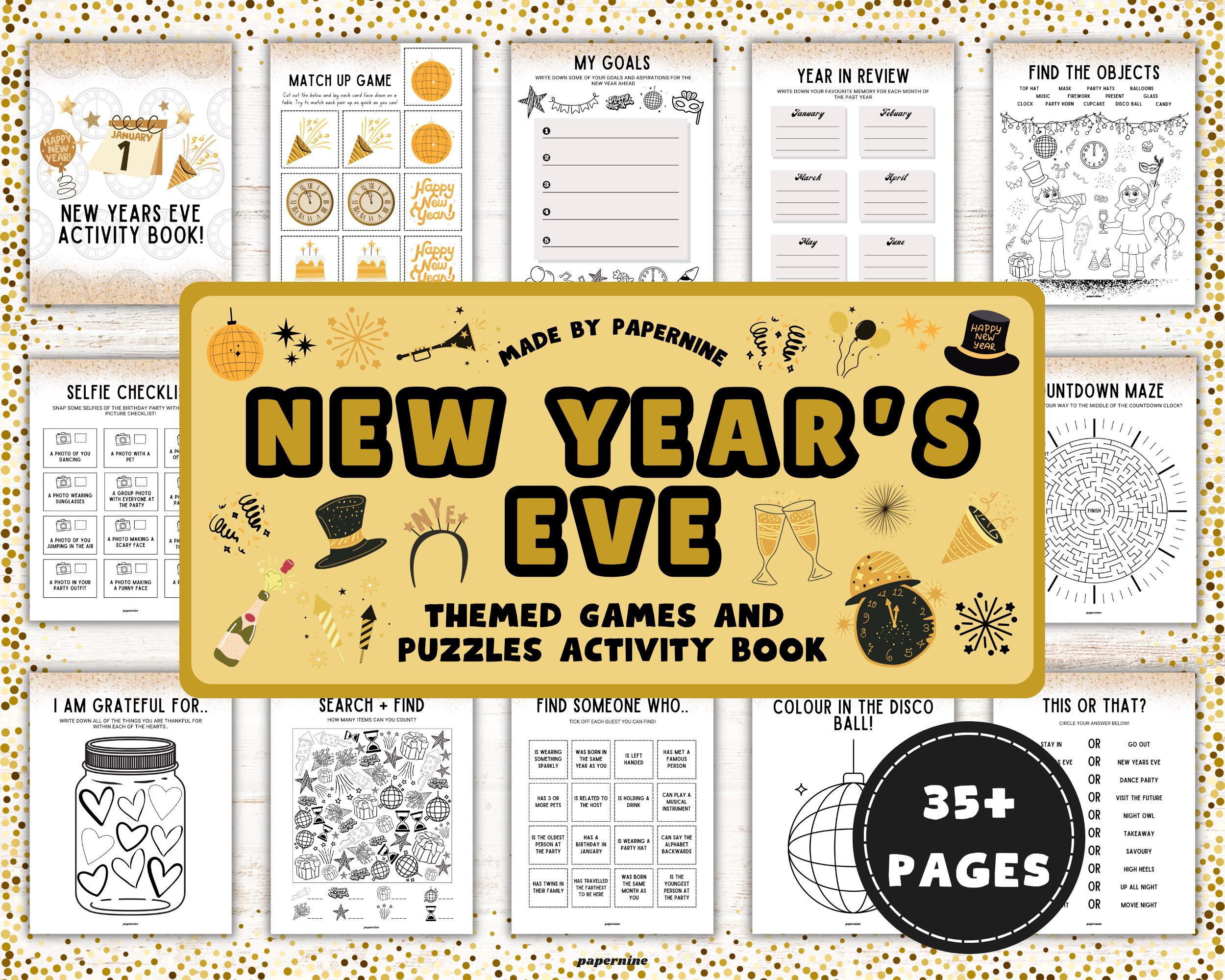 New Year's Eve Activity Book for Kids: Games, Puzzles (Instant Download)