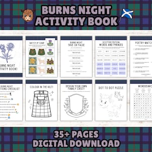 Burns Night Printable Activity Book For Kids: Scottish Games, Puzzles and Coloring Pages (Instant Download) image 1