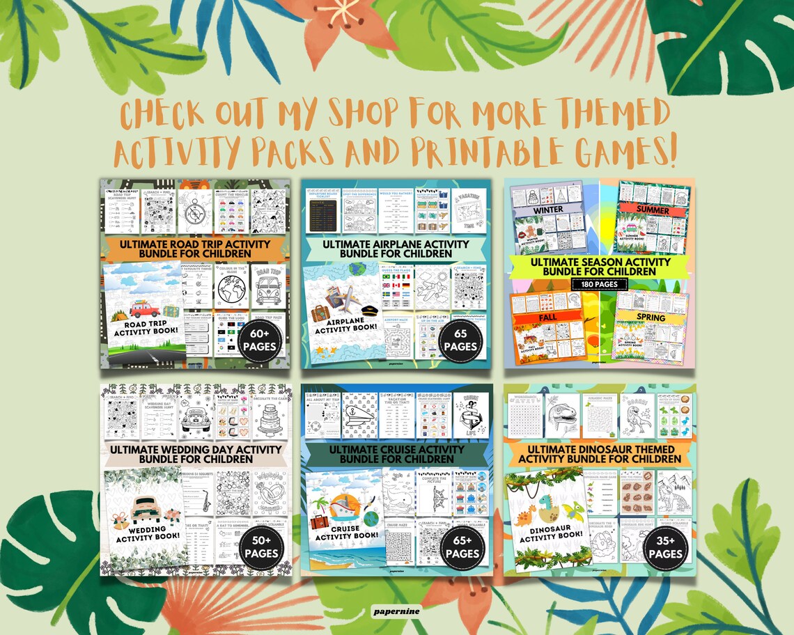 20 Page Jungle Themed Printable Activity Bundle Pack Jungle Party Games ...