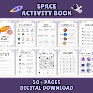 Space Printable Activity Book for Kids: Solar System Games, Puzzles & Coloring Pages (Instant Download)