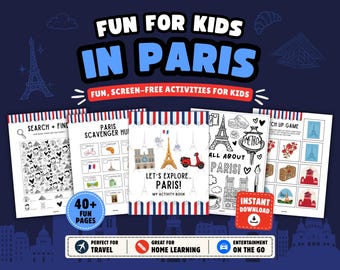 Paris Printable Activity Book for Kids: Travel Games, Puzzles & Coloring Pages (Instant Download)