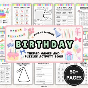 Birthday Activity Book for Kids: Fun Games & Puzzles (Instant Download)