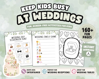 Wedding Printable Activity Book for Kids: Party Games, Puzzles & Coloring Pages (Instant Download)