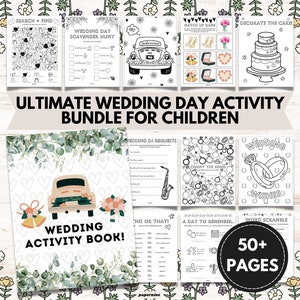 Ultimate Wedding Day Themed Printable Activity Bundle Pack For Children 50+ Pages Party Games Coloring Wedding Celebration Instant Download