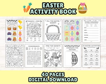 イースターのアクティビティ 子供向け印刷可能アクティビティブック：ホリデーゲーム、パズル、塗り絵（すぐにダウンロード）