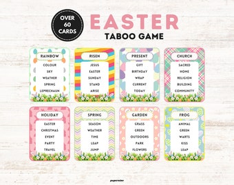 Easter Taboo Guess My Word Game | Printable Easter Family Activities | Word Charades | Forbidden Words Game For Kids and Adults | Party Fun