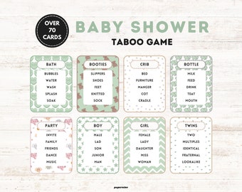Baby Shower Taboo Guess My Word Game | Printable Baby Shower Activities | Word Charades | Forbidden Words Game | Gender Neutral Boy or Girl