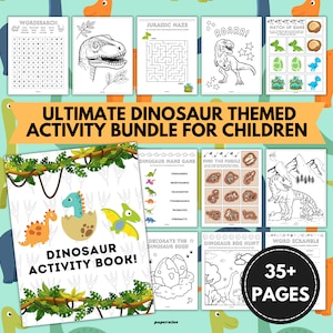 Dinosaur Activity Book for Kids: Games, Puzzles, Coloring Pages (Digital Download)