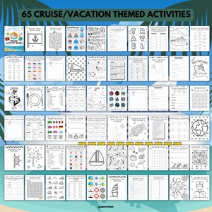 Ultimate Cruise Themed Printable Activity Bundle Pack For Children 65 Page Ship Boat Games Family Holiday Vacation Travel Journal Colouring image 2