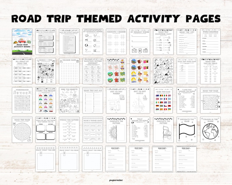 Road Trip Printable Activity Book for Kids: Travel Games, Puzzles & Coloring Pages (Instant Download) image 3