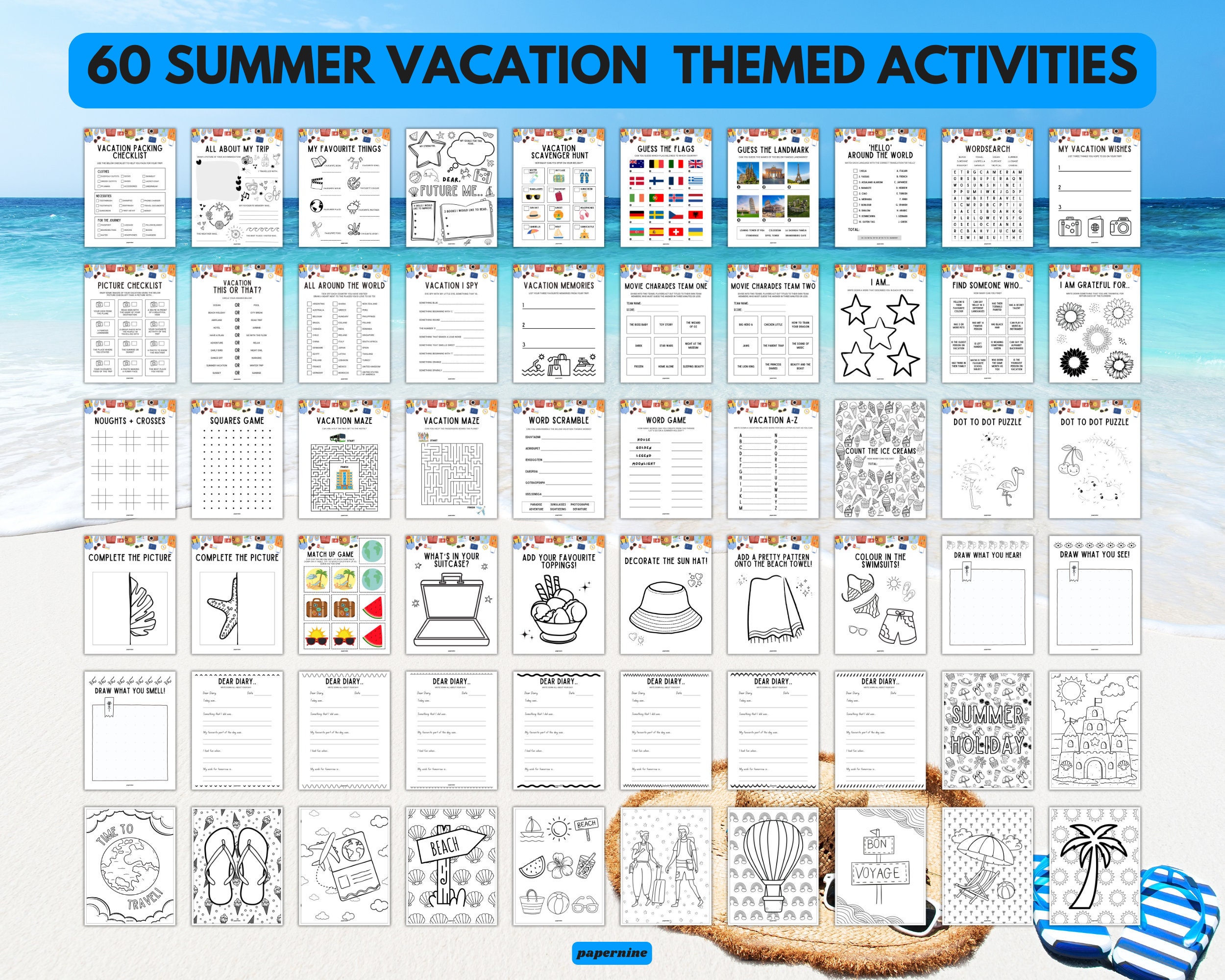 Ultimate Summer Vacation Themed Printable Activity Bundle Pack for ...