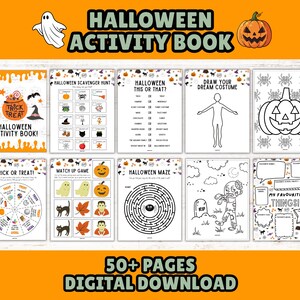 Halloween Printable Activity Book for Kids: Spooky Games, Puzzles & Coloring Pages (Instant Download) image 1