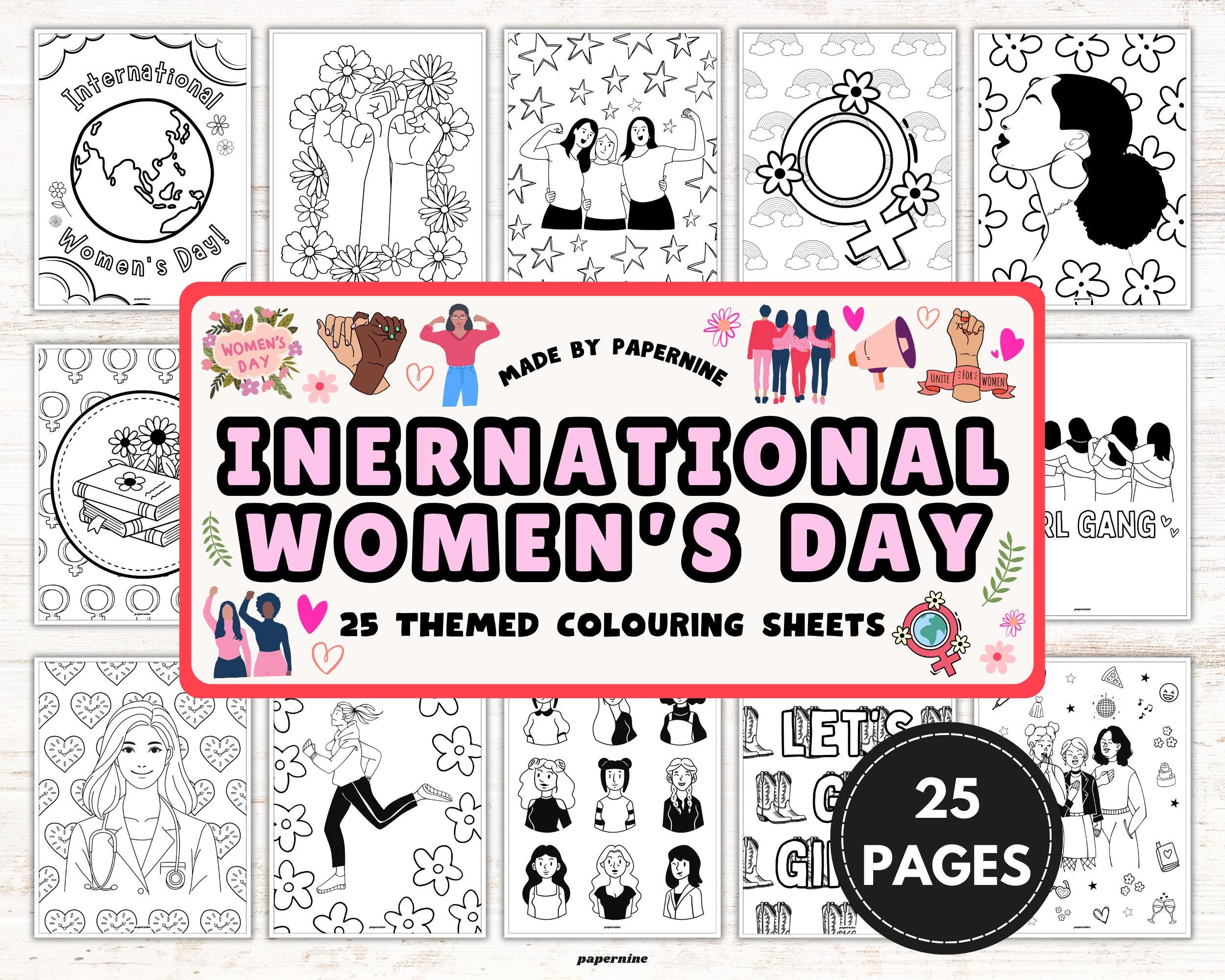 International Women's Day Coloring Pages: 25 Themed Sheets (Instant Download)