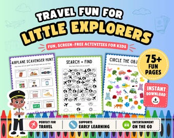 Airplane Activity Book for Preschoolers: Travel Games & Puzzles (Instant Download)