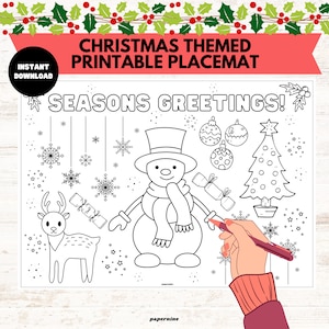 Christmas Coloring Placemat: Festive Kids Activity (Instant Download)