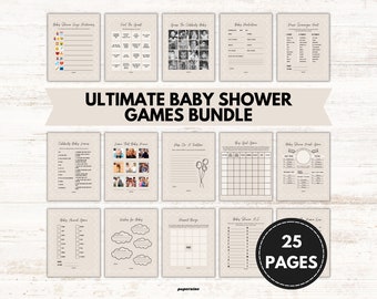 Ultimate Baby Shower Themed Printable Games Bundle 25+ Pages | Printable Baby Shower Activities | Party Games | Gender Neutral Boy or Girl