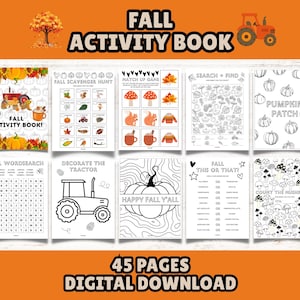 Fall Printable Activity Book for Kids: Autumn Games, Puzzles & Coloring Pages (Instant Download)