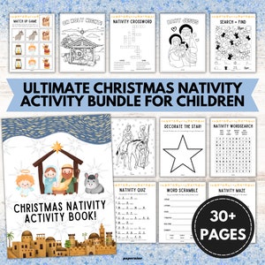 Ultimate Christmas Nativity Printable Activity Bundle For Children 30+ Pages Party Games Coloring Word Search Activity Book Christian Jesus