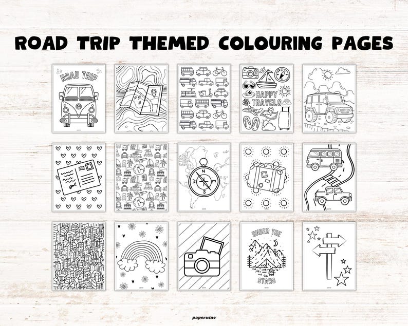 Road Trip Printable Activity Book for Kids: Travel Games, Puzzles & Coloring Pages (Instant Download) image 4