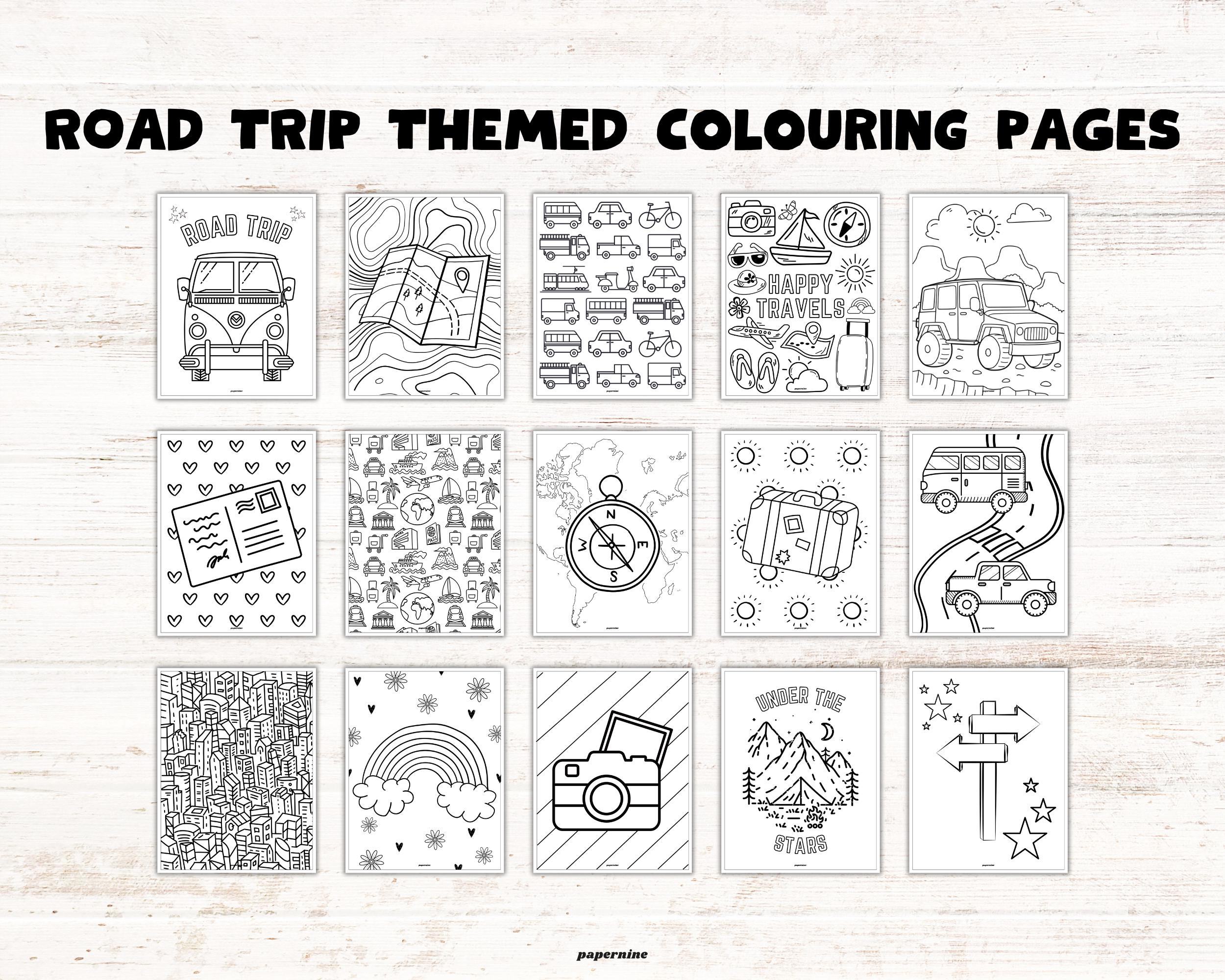 Road Trip Printable Activity Book for Kids: Travel Games, Puzzles ...
