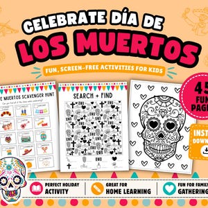 Día De Los Muertos Printable Activity Book for Kids: Holiday Games, Puzzles & Coloring Pages (Instant Download)