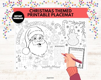 Christmas Coloring Placemat: Kids&#39; Holiday Activity (Instant Download)