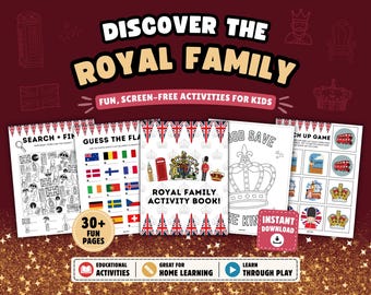 Può includere: Un libro di attività digitale intitolato Discover the Royal Family con giochi senza schermo per bambini. Il set include pagine con giochi di ricerca, identificazione di bandiere, pagine da colorare di corone e giochi di abbinamento.