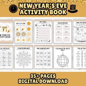 New Year's Eve Printable Activity Book for Kids: Countdown Games, Puzzles & Coloring Pages (Instant Download)
