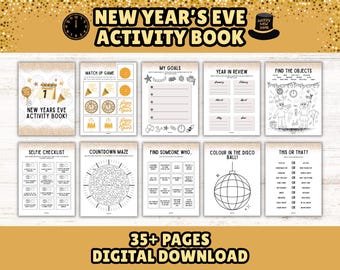 New Year's Eve Printable Activity Book for Kids: Countdown Games, Puzzles & Coloring Pages (Instant Download)