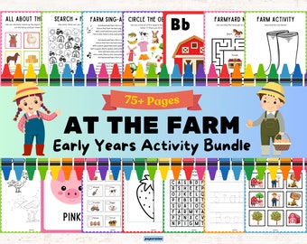Farm Activity Book for Preschoolers: Games, Puzzles, Coloring Pages (Instant Download)