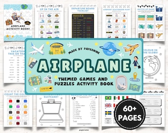 Airplane Activity Book for Kids: Travel Games & Puzzles (Digital Download)