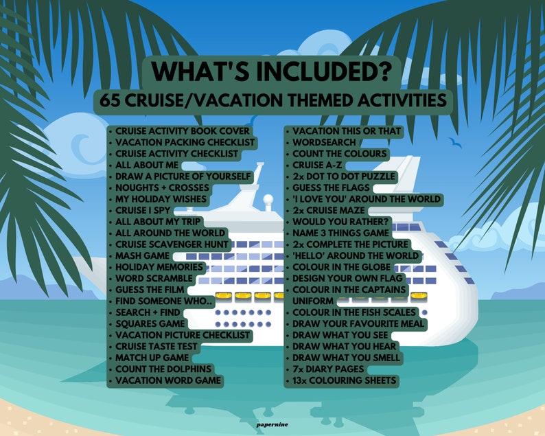 Ultimate Cruise Themed Printable Activity Bundle Pack for Children 65 ...