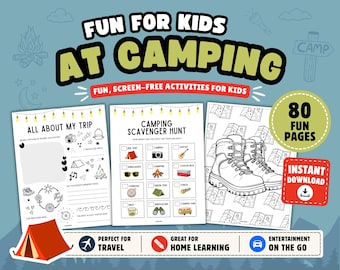 Camping Printable Activity Book for Kids: Travel Games, Puzzles & Coloring Pages (Instant Download)