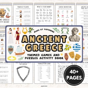Libro di attività stampabile per bambini sulla Grecia antica / Giochi di storia divertenti, puzzle e pagine da colorare / Divertimento educativo / Download immediato