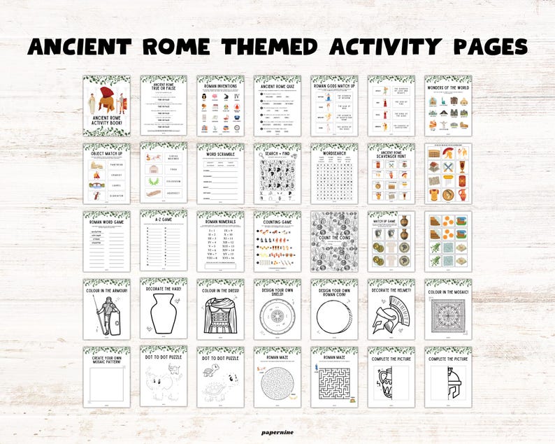 Ancient Rome Printable Activity Book for Kids: History Games, Puzzles ...