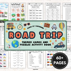 子供向けの究極のロードトリップ プリント アクティビティ ブック | 旅行ゲーム、パズル、塗り絵 | 楽しい車内アクティビティ | すぐにダウンロード