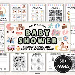 Libro di attività per baby shower: giochi divertenti, puzzle, pagine da colorare (download immediato)